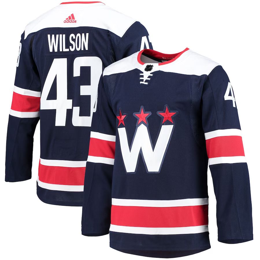 Men Washington Capitals 43 Tom Wilson adidas Navy Alternate Primegreen Authentic Pro Player NHL Jersey